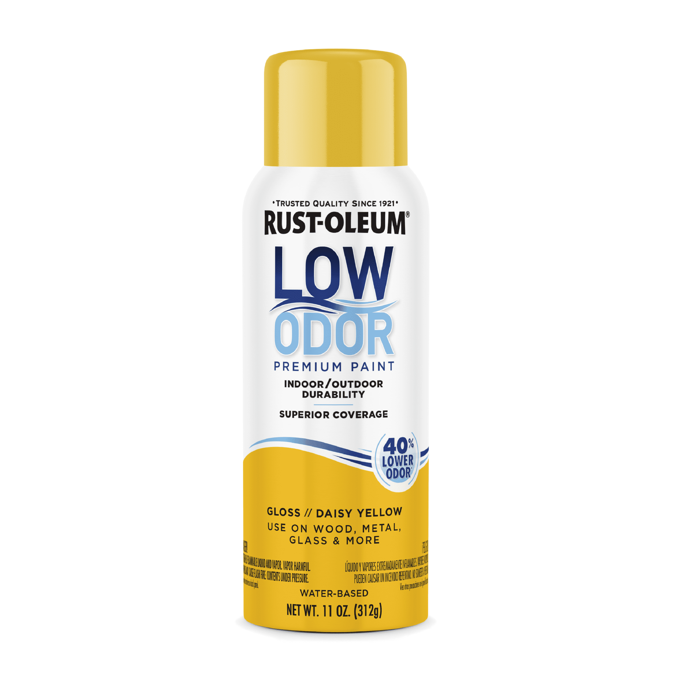 (2 pack) Daisy Yellow, Rust-Oleum Low Odor Premium Gloss Spray Paint-388269, 11 oz