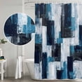 thumbnail image 4 of Shower Curtain Bathroom Set Abstract Graffiti Blue White Color Block Waterproof Fabric Shower Curtains with Grommets&Hooks, Retro Oil Painting Art Privacy Bath Curtain for Bathtub 36x72in, 4 of 9