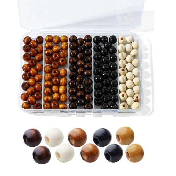 Large Hole Wooden Beads for Crafts,QZS Natural Barrel Wood Loose Beads,Craft Supplies for Jewelry Making Decoration Bracelet DIY Handmade