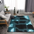 thumbnail image 3 of Flannel Non-slip Area Rug, 63"x48" No Shedding Living Room Bedroom Dining Room Home Office Area Rug, Blue Futuristic Technology Pattern, 3 of 6