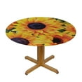 thumbnail image 3 of RUIYC Hand Drawn Watercolor Sunflowers Tablecloth Round Table Cover, Vintage Newspaper Waterproof Table Cloth Cover, Round Polyester Tablecloth for Picnic Camping and Kitchen Dining Party, 3 of 7