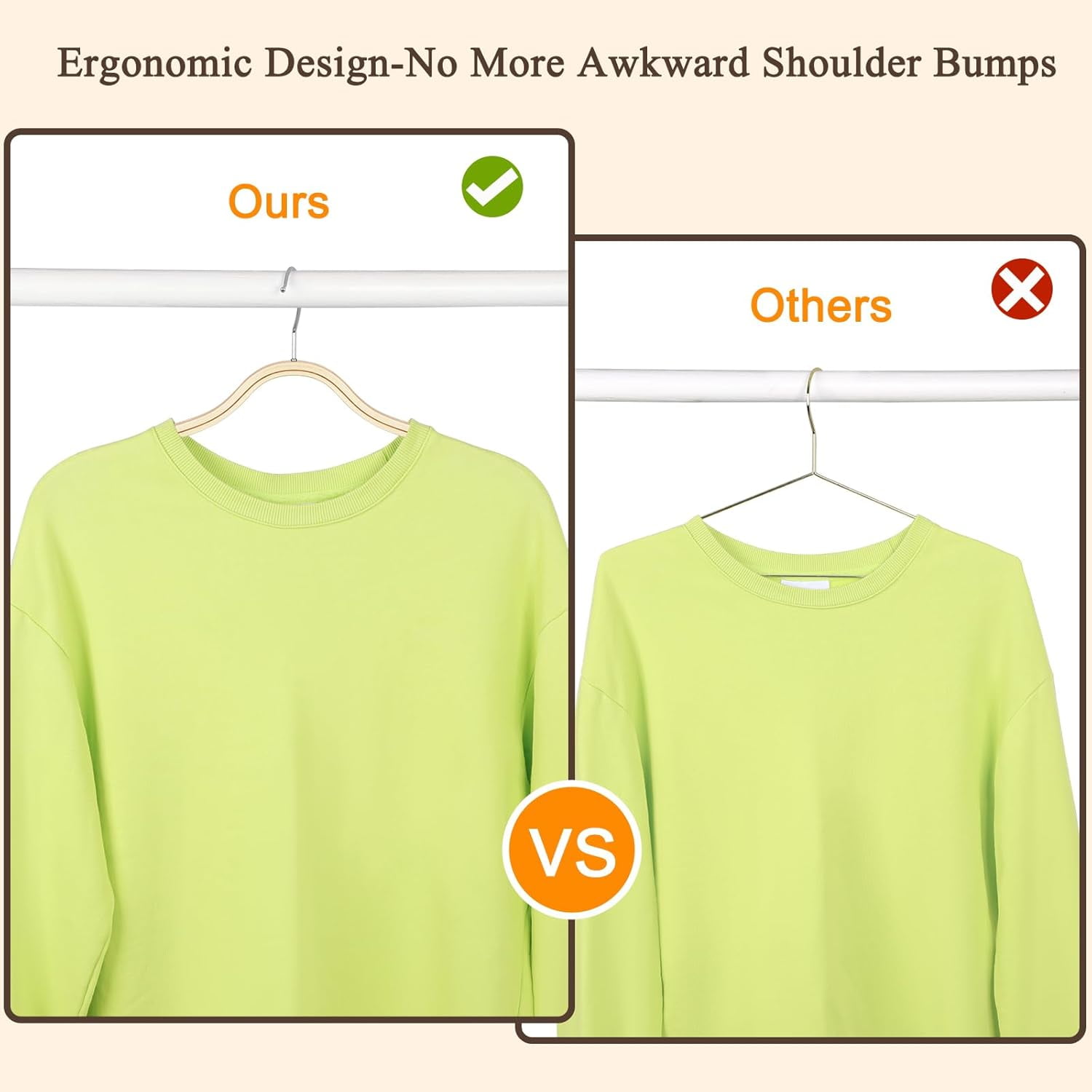 HANGER Sleek Wooden Hangers with Non-Slip Rubber Grips, Sweater Hangers No Shoulder Bump, Lightweight Clothes Hangers 30-Pack, 360 °   Swivel Hook and Pants Bar