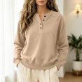 thumbnail image 6 of Women Fashion Hoodie Oversized Sweatshirt Casual Pullover Tops for Fall Winter Khaki,L, 6 of 8