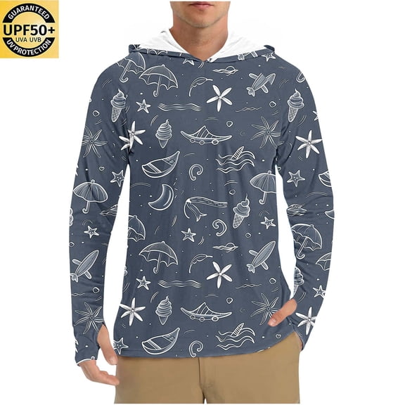 LONKITO Mens Sunscreen Hoodie UPF 50 UV Sun Protection Long Sleeve Shirts with Thumbholes for Outdoor Fishing Hiking Size S