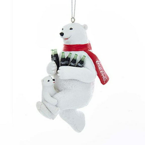 Kurt Adler 4.25-Inch Red and White Coca-Cola Polar Bear with Cub Christmas Ornament
