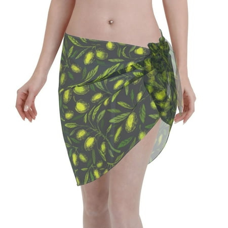 Ocsxa Green Branch Olive Print Sarong Coverups For Women Bathing Suit Wrap Swimsuit Skirt Beach Bikini Cover Up Swimwear