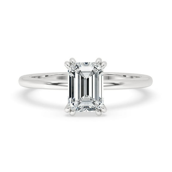 1.50 Carat Emerald Cut Diamond 14k White Gold Ring Prong Set Engagement Ring For Her IGI Certified Lab Created Diamond Promise Ring