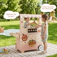 thumbnail image 3 of Redsmile Play Kitchen,Wooden Kids Pizza Food Truck Kitchen Playset,Pretend Play Snack Cart with Oven,Realistic Lights and Sounds,Gift for Girls Boys Ages 3-10,Pink, 3 of 9