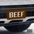 thumbnail image 2 of JASS GRAPHIX Beef License Plate Brushed Aluminum on Brown 2-D Farmer Heavy Duty, 2 of 5