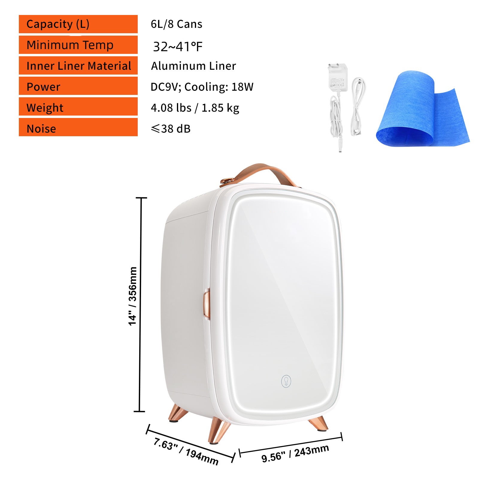 KFFKFF Mini Fridge Refrigerators with USB Cable White, 5.84 lb