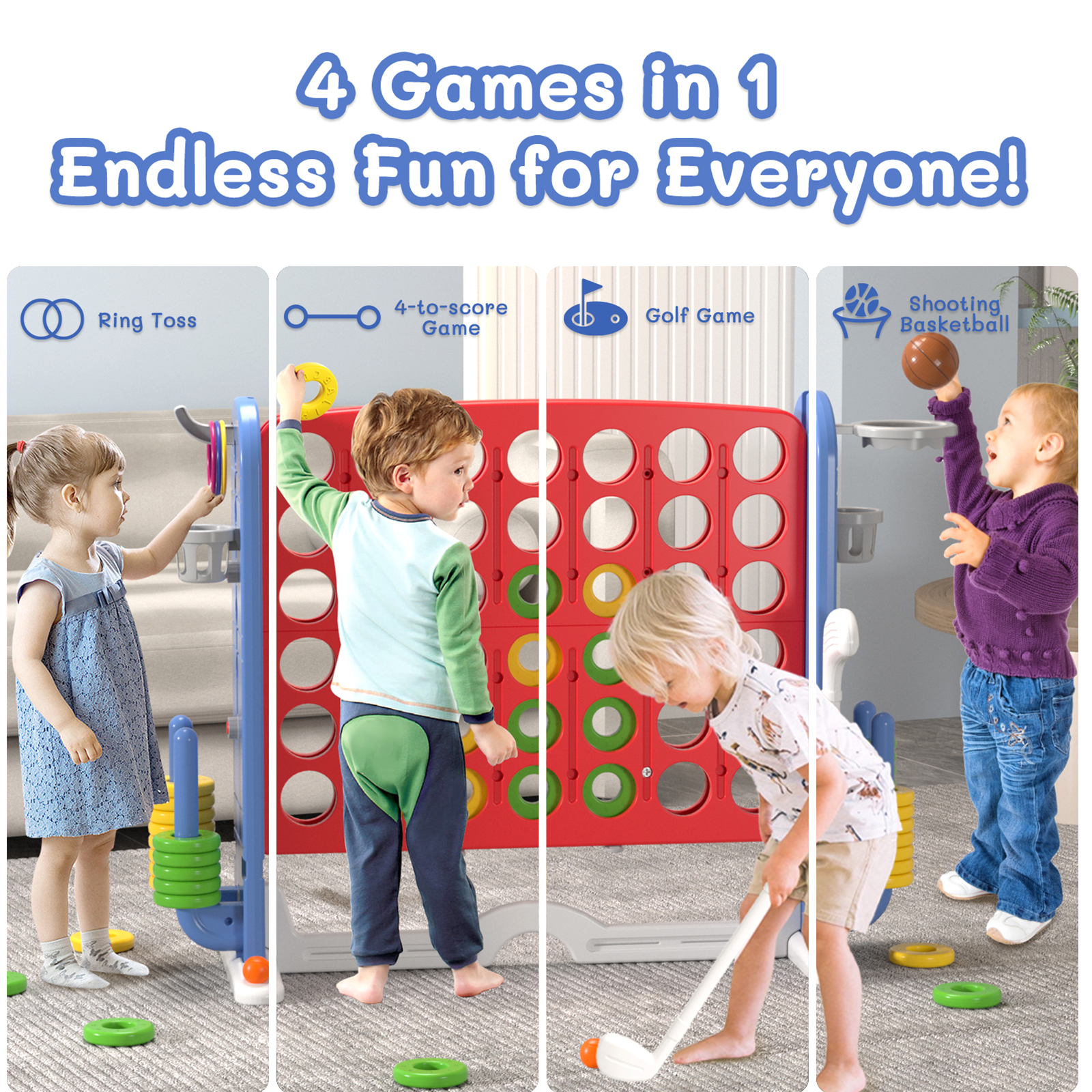 KORIMEFA Jumbo 4-to-Score Giant Game Set 4 in a Row Connect Game Perfect for Kids Adults Outdoor Holiday Party Family yard Game, Red