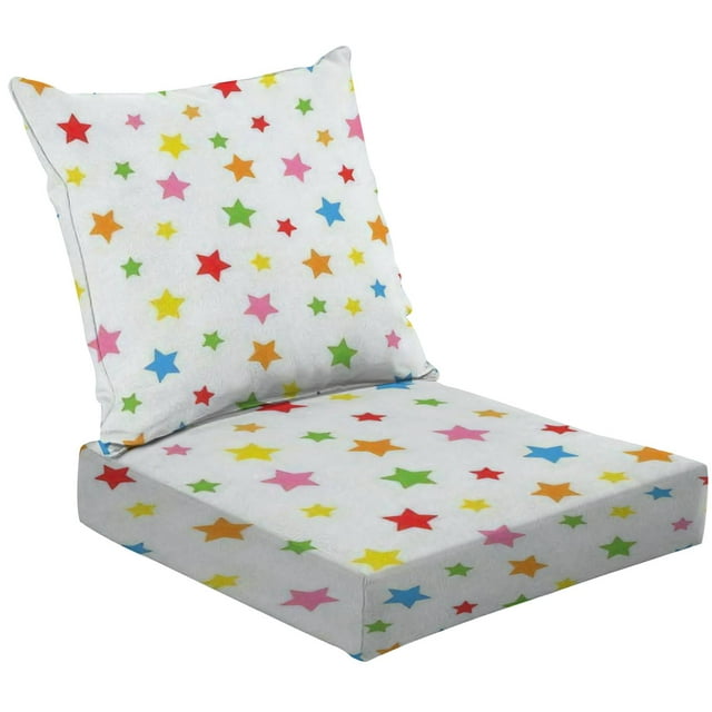 2-Piece Deep Seating Cushion Set A simple star White colored stars The print is well suited for Outdoor Chair Solid Rectangle Patio Cushion Set