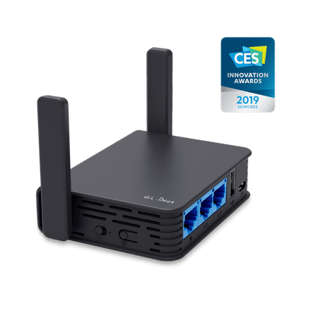 GL.iNet GL-AR750S-Ext Gigabit Travel AC Router (Slate) 300Mbps(2.4G)433Mbps(5G) Wi-Fi 128MB RAM MicroSD Support OpenWrt/LEDE Pre-Installed Cloudflare DNS Power Adapter and Cables Included