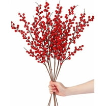 ZHANQUNE Artificial Red Berry Stems Christmas Holly Berry Branches Picks for Arrangements, Christmas Tree Holiday Home DIY Crafts Decorations