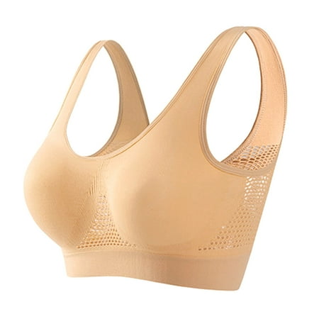 GXIPO Breathable Cool Liftup Air Bra 2024 Seamless Wireless Plus Size Lingerie Women  Large Size Sports Bras Underwear Complexion 4XL