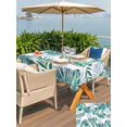 thumbnail image 5 of Outdoor Tablecloth with Umbrella Hole for Patio/Picnic/Party/Camping, Green Monstera Leaves Waterproof Table Cloth Rectangle Table Cover Washable, Tropical Blue Palm Leaf Botanical Summer (60"x 84"), 5 of 8