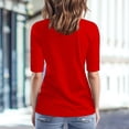 thumbnail image 5 of Sillenn Basic T Shirts Half Sleeve Tee Shirts V Neck Base Layer Trendy Casual Blouses Mid Arm Length Shirts Women Cute Summer Shirts Basic Solid Color Stretchy Top Soft Casual Tee Red L, 5 of 8