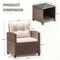 thumbnail image 7 of Devoko Outdoor Furniture Sets 3 Pieces Patio Bistro Set, Rattan Patio Conversation Chair Set with Cushion and Coffee Table, Beige, 7 of 7
