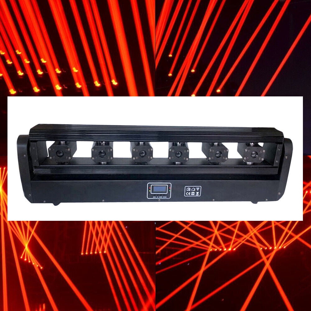 Moving Head Stage Light 6 Head Stage Bar Light Red Laser Beam DJ Party Disco Strobe Light