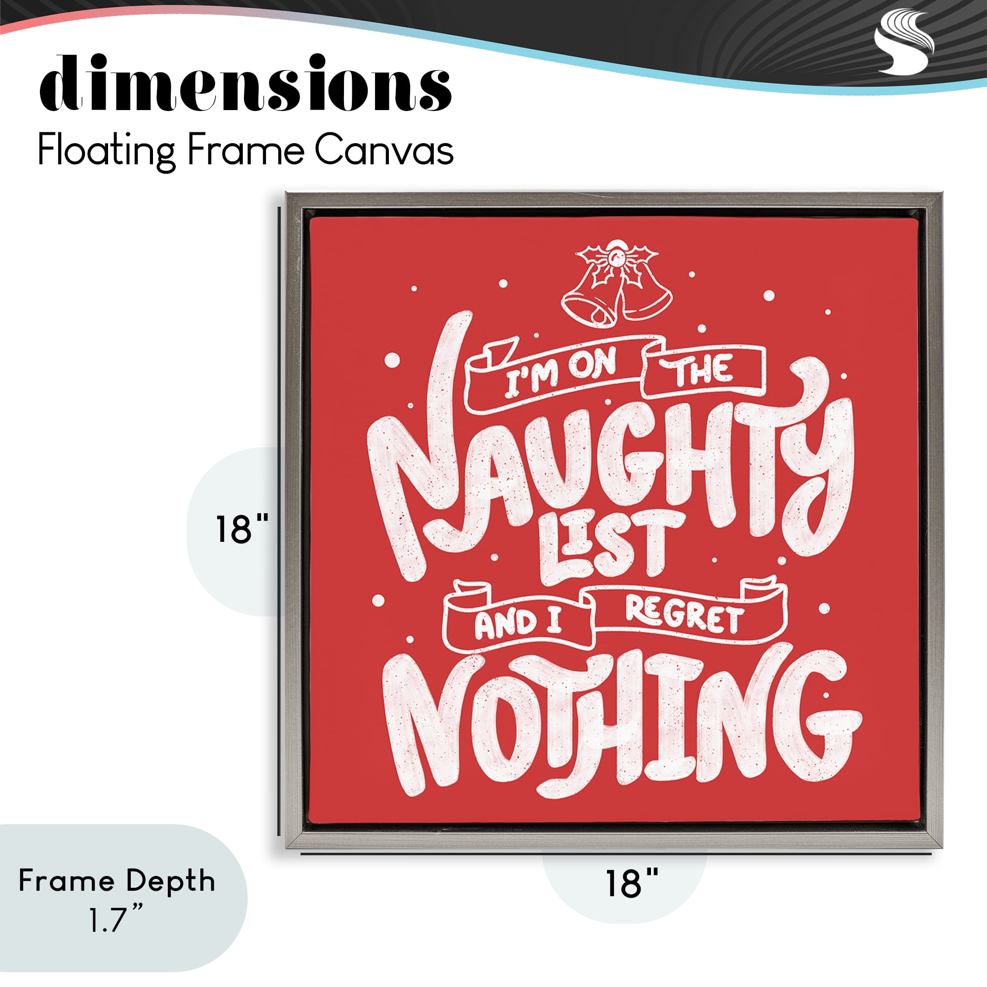Stupell Industries Naughty List Regret Nothing Gray Framed Floater Canvas Wall Art, design by Tobe Fonseca