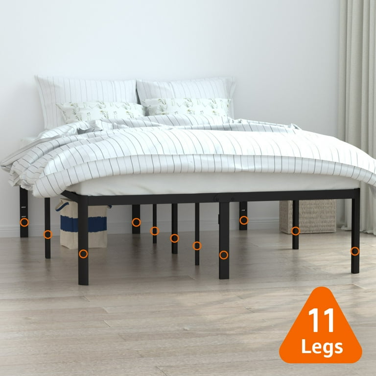 VENI 18 Heavy Duty Metal Platform Rounded Edge Bed Frame with Steel Slats  Easy Assembly, Twin 