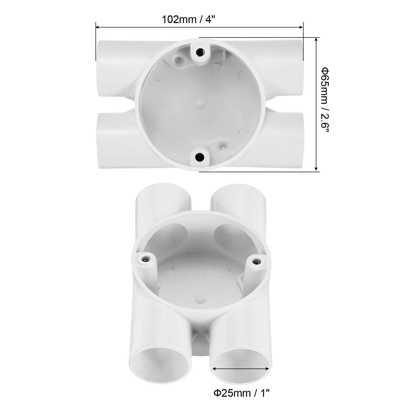 Uxcell 5Pcs Conduit Box Junction Box Outdoor Cable Connectors, 4 Way Round Wire Box Connectors Circuit 25mm with Cover