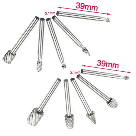 

Naittoop Clearance 10 Pcs/Set Dremel Routing Rotary Milling Rotary File Cutter Wood