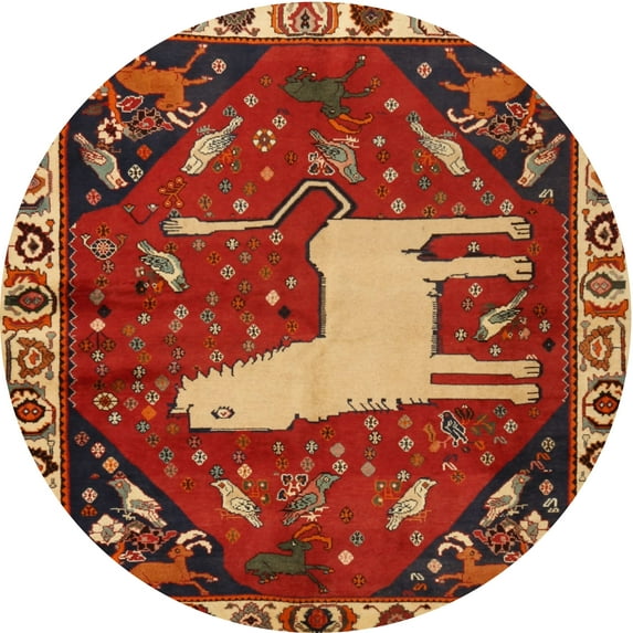 Ahgly Company Indoor Round Traditional Red Persian Area Rugs, 3' Round