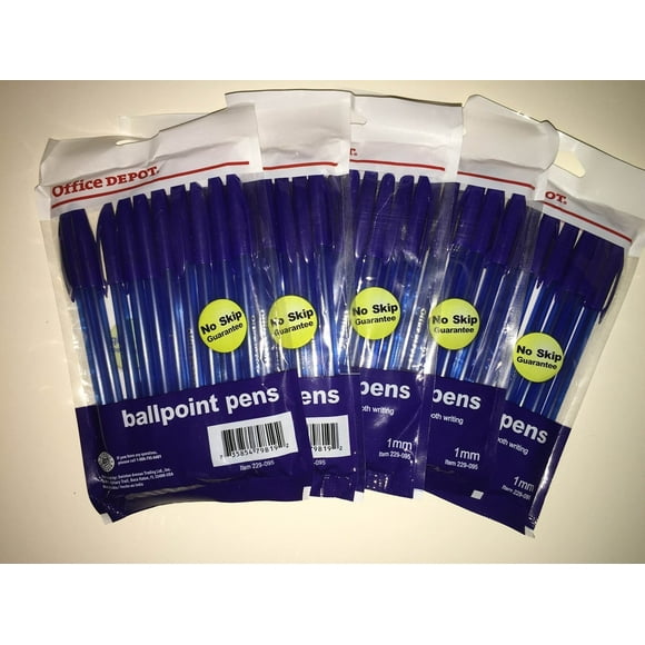 Office Depot Ballpoint Pens No Skip Guarantee Medium Point 1mm Black 10 Count (Pack of 3)