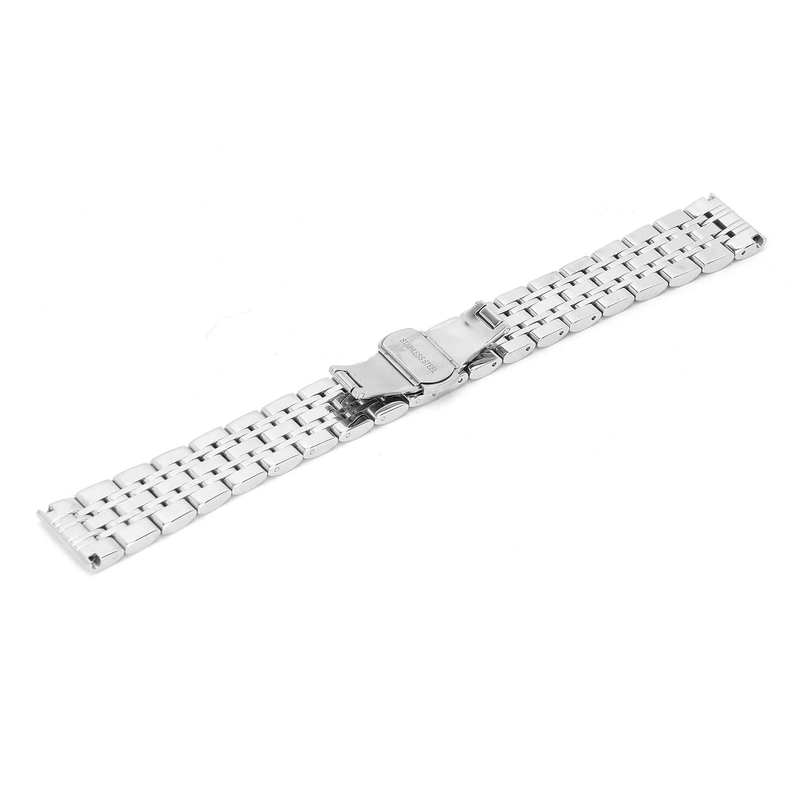 Suodoka Professional Stainless Steel Replacement Watch Band, Adjustable Metal Strap with Butterfly Clasp, Silver (19mm / 0.75 inches)