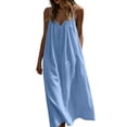 thumbnail image 7 of XuJwPNcy Sundresses for Women Breathable Sleeveless Backless Cami Dress V Neck Loose Fit Long Dress Beach Travel Clothes, 7 of 7