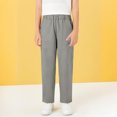 thumbnail image 2 of XAOFW Boy's Pants Solid Color Elastic Waist Flat Front Trousers Kids Casual Straight Leg Pant Outdoor Activities Comfortable Cozy Trouser, 2 of 4