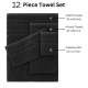 thumbnail image 5 of Casa Platino Juego de Toallas 100% Algodón de 12 Piezas - Incluye Toallas de Baño, Toallas de Mano y Paños - Toallas Suaves y Duraderas para Uso Diario - Negro, 5 of 8