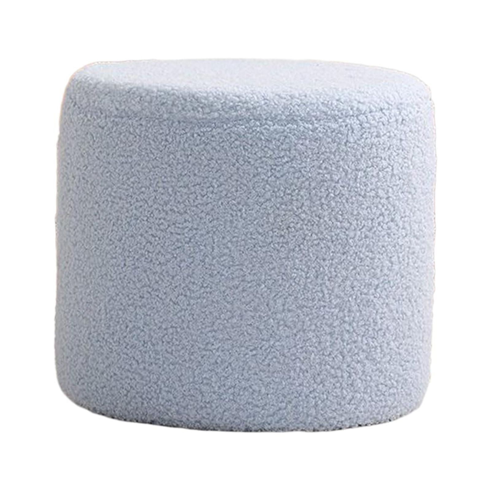 Round Ottoman Foot Rest Stool Footstool Bench Seat Chair Small Cylinder Stool Sofa Tea Stool for Office, Bedroom, Nursery, Apartment blue