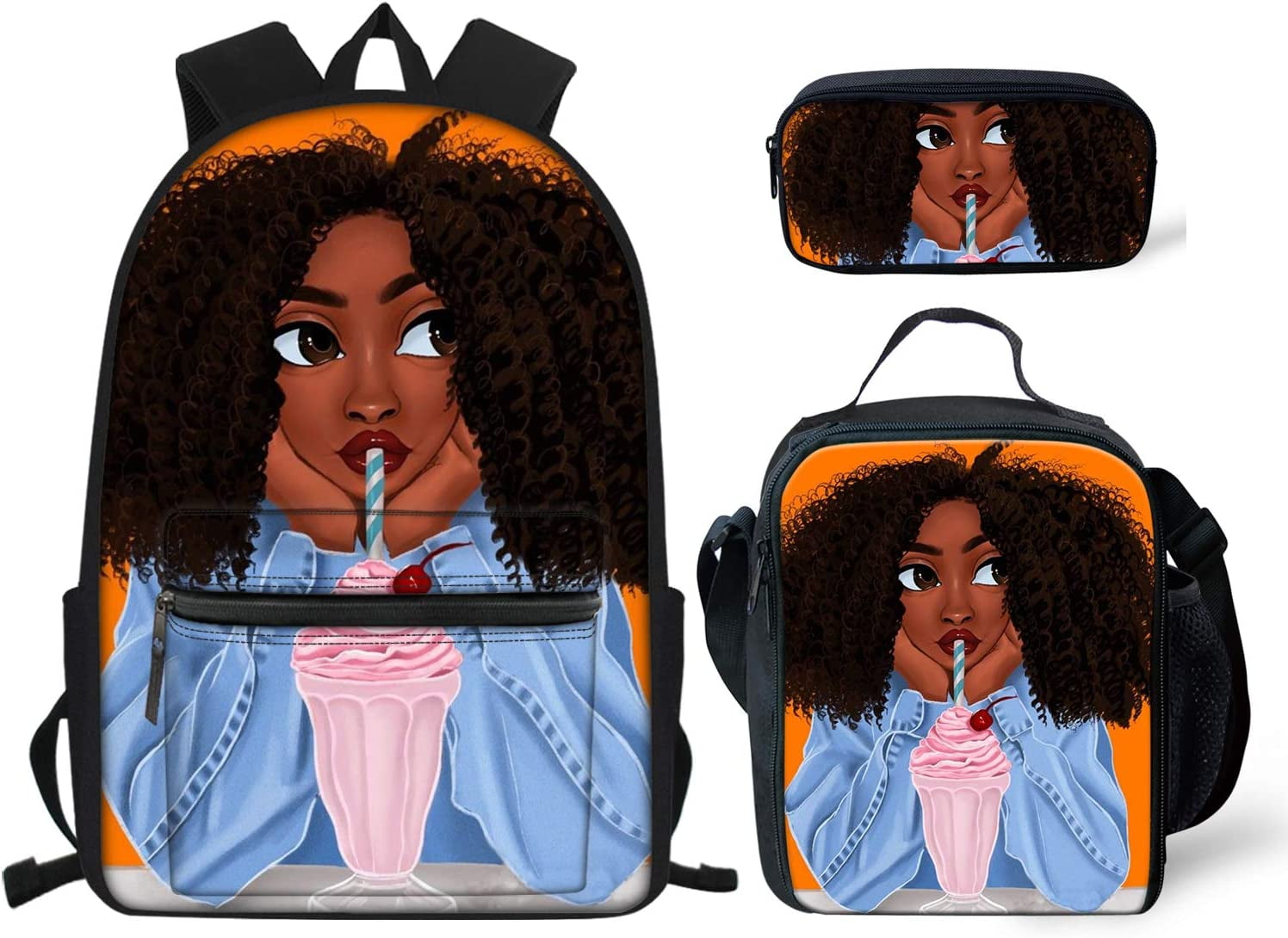 OLOEY 12-INCH African Art Afro Girl Backpacks School Bags Boys Girls Teenage  Students Cosplay Anime bag Student Back-to-School Supplies school bags with  for toddler boys ages 1-2 
