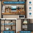 thumbnail image 6 of Twin Size Loft Bed with Desk and 6 Storage Drawers and LED Lights, Metal Loft Bed Frame with Charging Station & Open Shelf & Large Pegboard & Stairs & Full-Length Guardrail, Black, 6 of 11