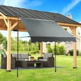thumbnail image 2 of ToppiJoy 6.5-10ft Adjustable Awning, Patio Awning Sunshade Shelter with Manual Handle, Outdoor Patio Canopy Deck Awnings Aluminum Frame for Deck, Balcony (Grey), 2 of 28