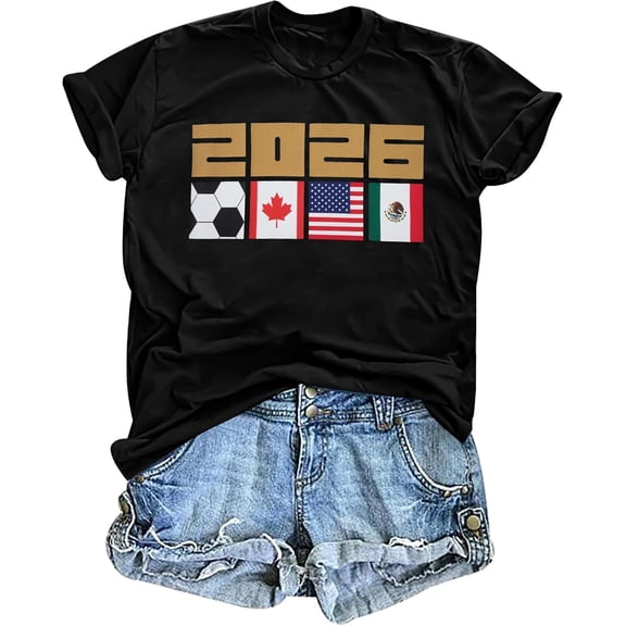 Soccer Cup 2026 Shirt Women USA Football Match Season Jersey Game Day T-Shirt Funny Soccer Graphic Short Sleeve Shirt