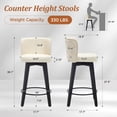 thumbnail image 2 of TEWLOSS Counter Height Bar Stools Set of 2, 27.5in Swivel PU Leather Bar Chairs with Curved Back for Kitchen Island, Beige, 2 of 9