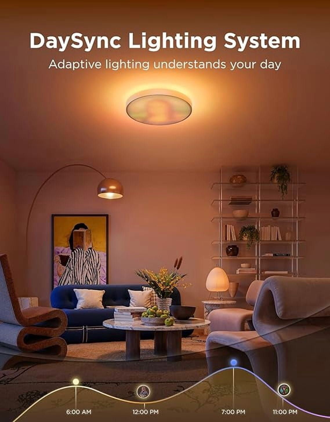 Govee Ceiling Light Ultra 21 Inch, 5000LM Smart Flush Mount Ceiling Light Fixture, Compatible with Matter & Alexa, RGBIC & Tunable White 2700K-6500K, DIY Ceiling Canvas for Bedroom, Living Room