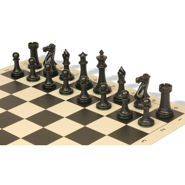 Executive Plastic Chess Set Black & Ivory Pieces - 3.875 King