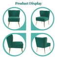 thumbnail image 6 of DRKAT Velvet Accent Chair Modern Comfy Chair with Gold Metal Legs, Upholstered Armless Wingback Chair, Tufted Side Chair, Mid Century Vanity Chair for Living Room, Bedroom, Green, 6 of 7