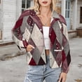 thumbnail image 3 of Jackets for Women Winter Coat Jackets Flannel Stand Collar Jacket(Abstract Geometric Maroon Pattern,Size:S-4XL), 3 of 7