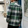 thumbnail image 4 of Men's casual long sleeve shirt lapel button Double side pockets top youth plaid outwear, 4 of 7