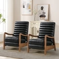 thumbnail image 3 of Bonzy Home Set of 2 Mid-Century Modern PU Leather Recliners with Adjustable Backrest & Footrest – Solid Wood Frame Accent Chairs for Living Room, Bedroom & Sunroom, Black, 3 of 7