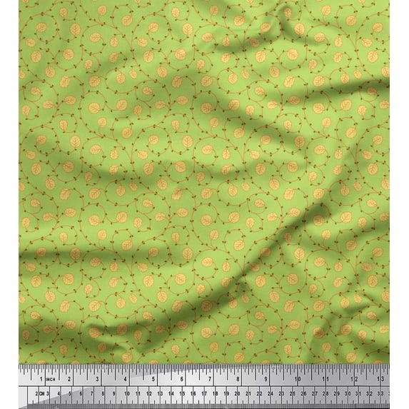Soimoi Cotton Jersey Fabric Artistic Leaves Print Fabric by the Yard 58 Inch Wide