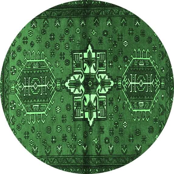 Ahgly Company Indoor Round Persian Emerald Green Traditional Area Rugs, 4' Round