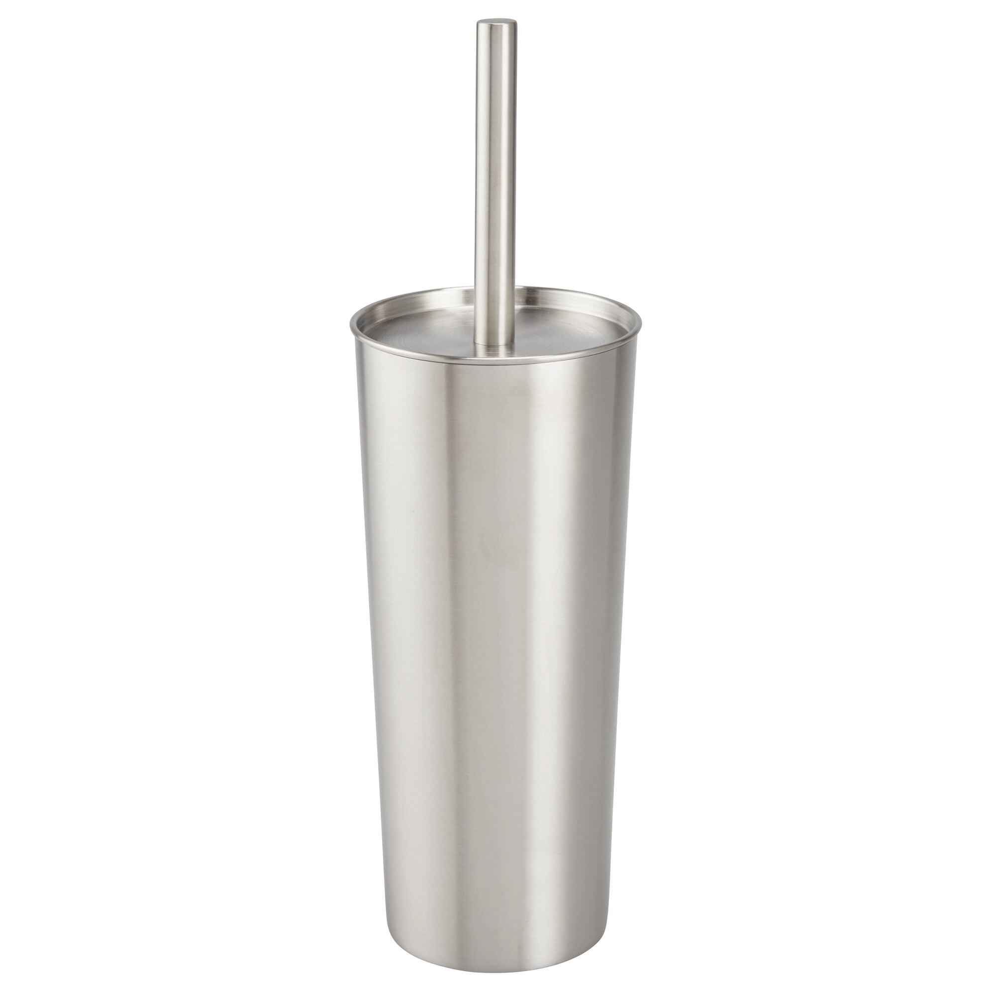 mDesign Steel Toilet Bowl Brush/Holder Combo for Bathroom - Brushed/Chrome