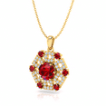 thumbnail image 2 of Gold Plated Hexagon Style Garnet Solitaire Necklace Gift For Easter || Ali Baba Jewellery, 2 of 5