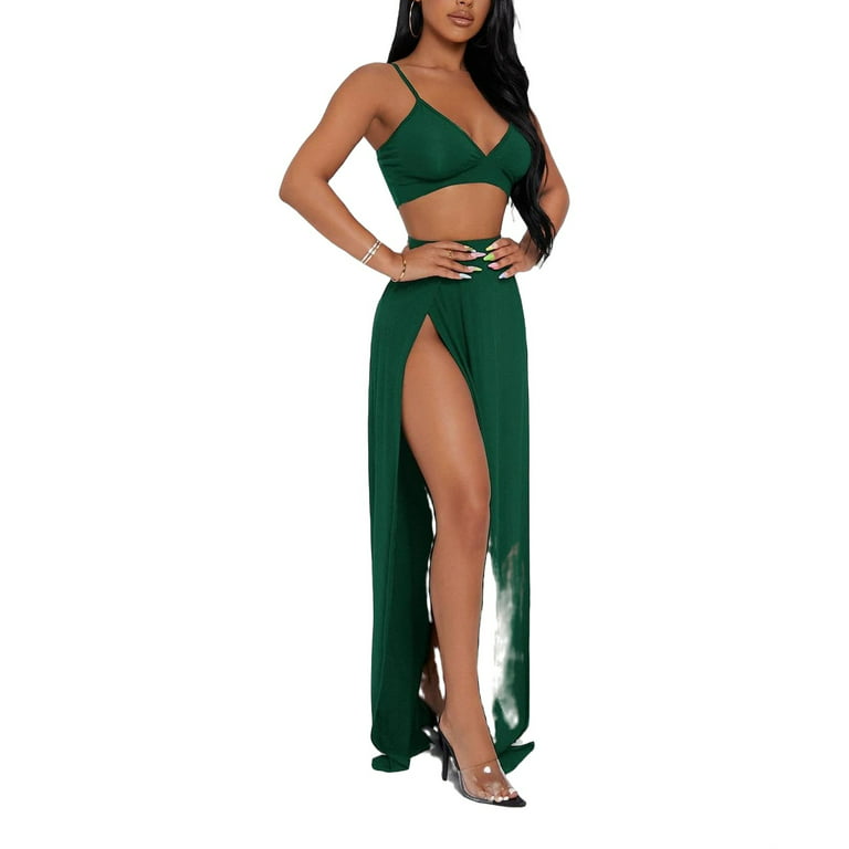 Buy DEEP-GREEN TOP & SKIRT TWO PIECE SET for Women Online in India